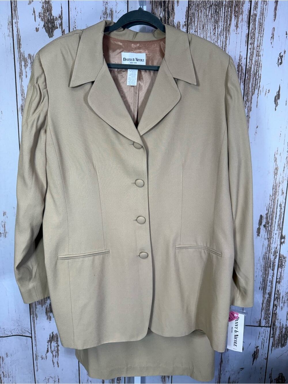 NWT, Danny & Nicole Beige Button-Front Blazer, Vest and Skirt Set. Size 20T